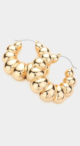 Gold Metal Striped Earrings